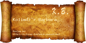 Kolimár Barbara névjegykártya