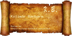 Kolimár Barbara névjegykártya